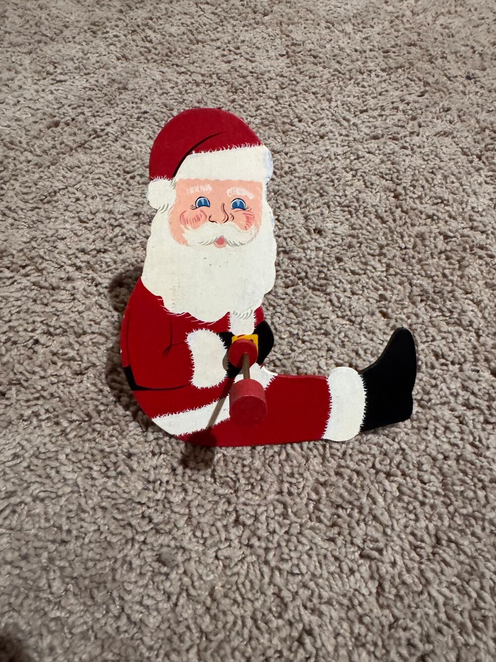 Vintage Wooden Santa Flip Around Toy Hand Painted 6"